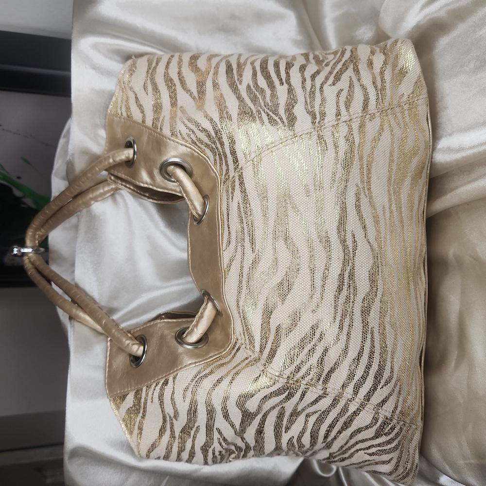 Cato Gold Zeba Striped Cloth Cinch Top Shoulder Bag